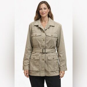 Vintage Tilleys Women’s Safari Utility Jacket | Beige Belted Longline | XL